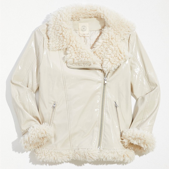 UO Tania Sherpa Lined Faux Leather Moto Jacket - Picture 10 of 11